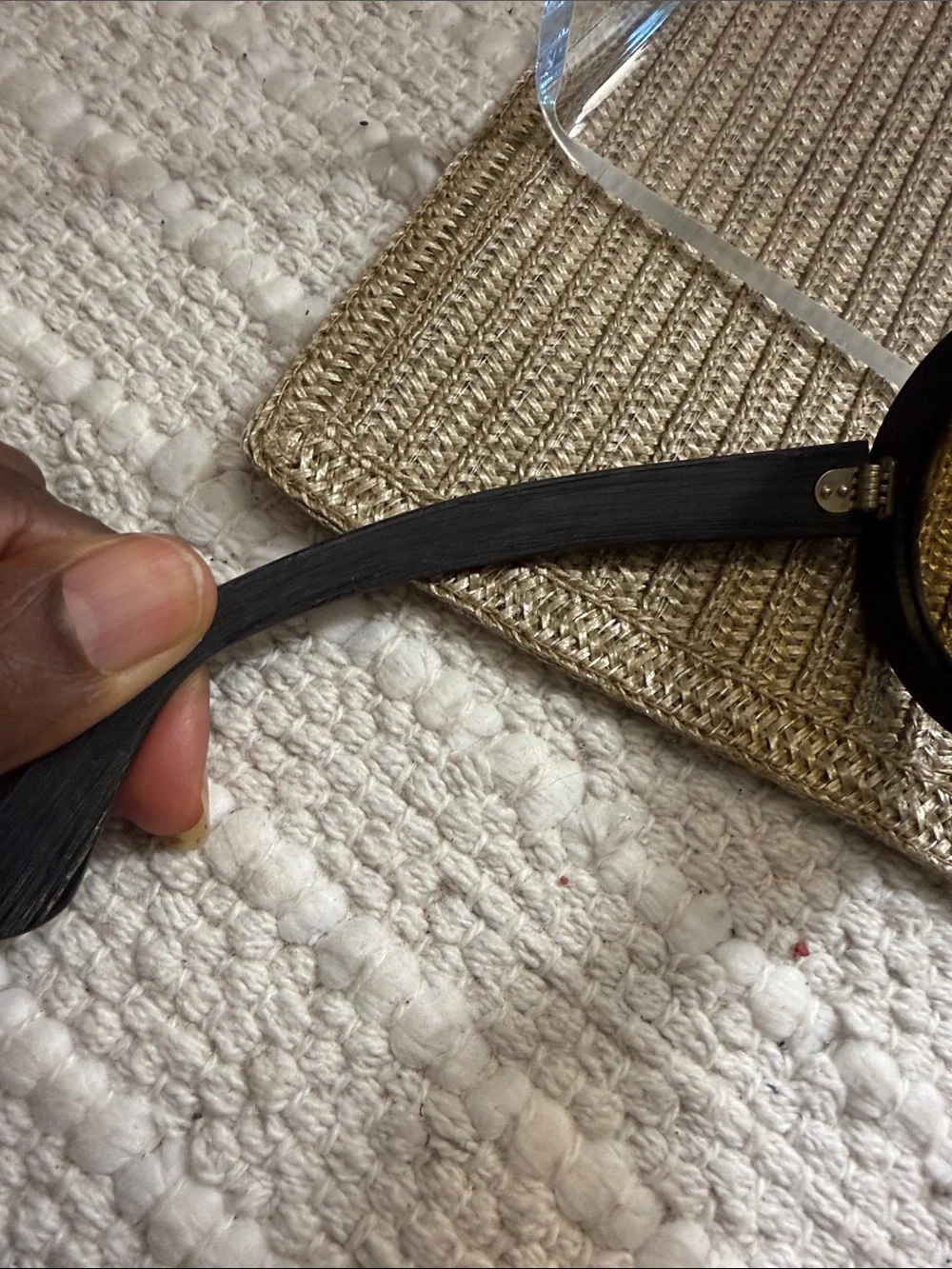 Round Black Sunglasses with Amber Lenses and Crystal Accents